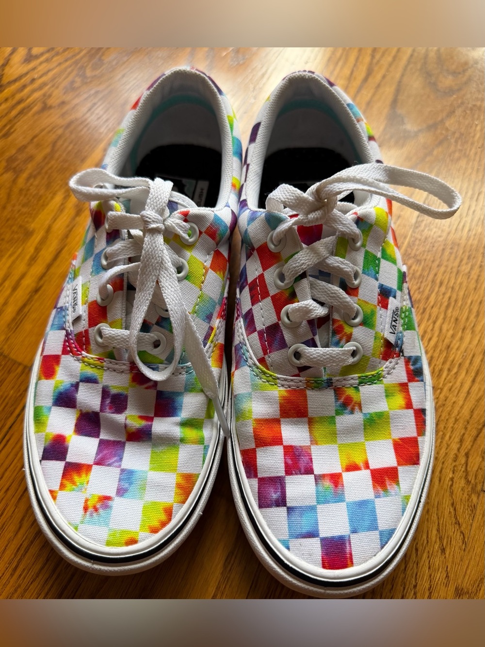 Vans Era ComfyCush Tie-Dye Checkerboard Rainbow Sneakers Women’s 7.0 Men’s 5.5